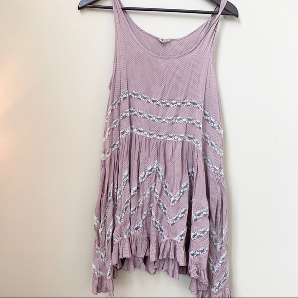 𝓯𝓹🩷 FREE PEOPLE PINK TRAPEZE POLKA DOT DRESS - Picture 3 of 6